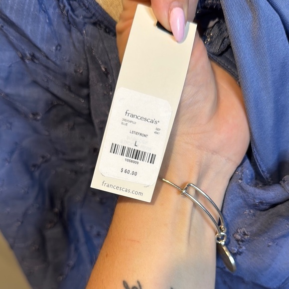 Trixxi boutique brand by Francesca’s Blue Tiered Ruffled Sundress NWT sz L - Picture 3 of 5